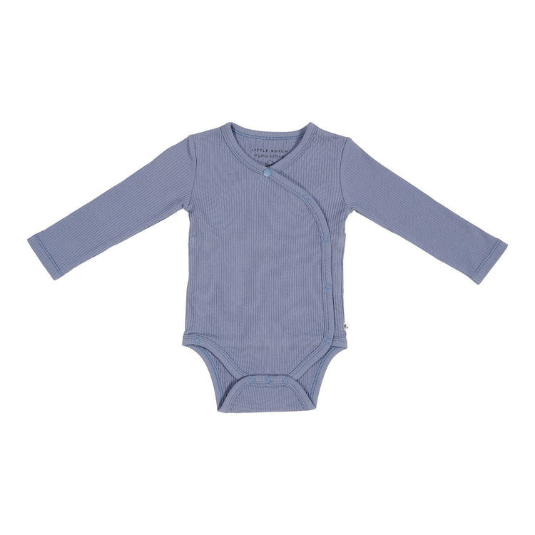 LITTLE DUTCH. Bodysuit long sleeves Rib Blue - 50/56