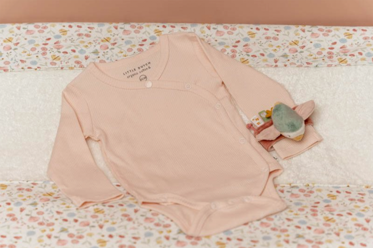 LITTLE DUTCH. Bodysuit long sleeves Rib Pink-50/56