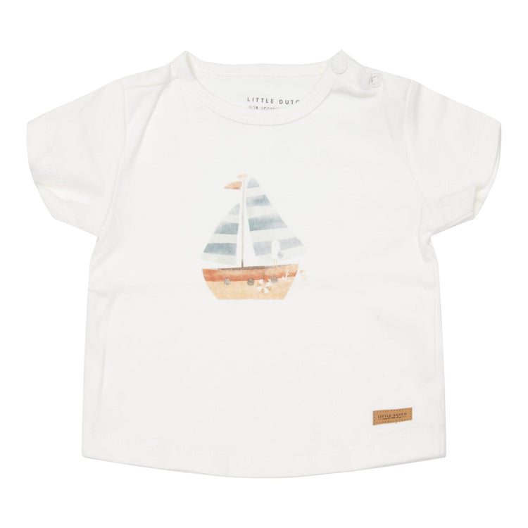 LITTLE DUTCH. T-shirt short sleeves Sailboat White
