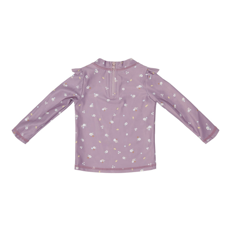 LITTLE DUTCH. Swim T-shirt  long sleeves ruffles Mauve Blossom - 74/80