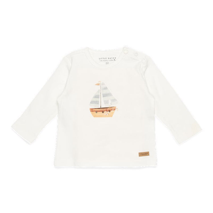 LITTLE DUTCH. Μπλουζάκι μακρυμάνικο Sailboat White