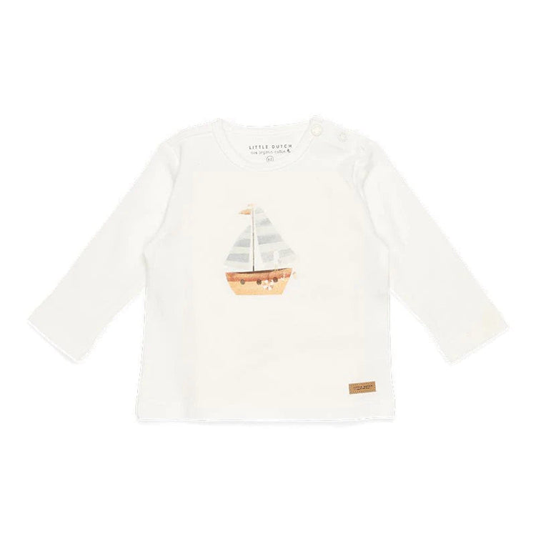 LITTLE DUTCH. Μπλουζάκι μακρυμάνικο Sailboat White - Νο 50/56.