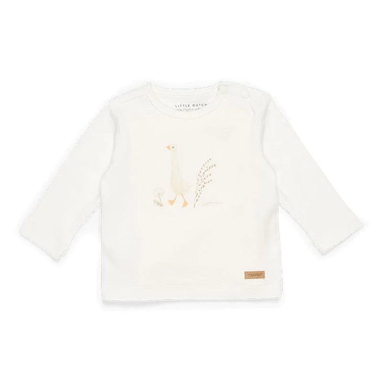 LITTLE DUTCH. T-shirt long sleeves Little Goose Walking White - 68