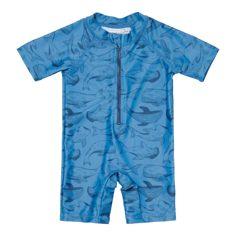 LITTLE DUTCH. Swimsuit short sleeves Sea Life Blue