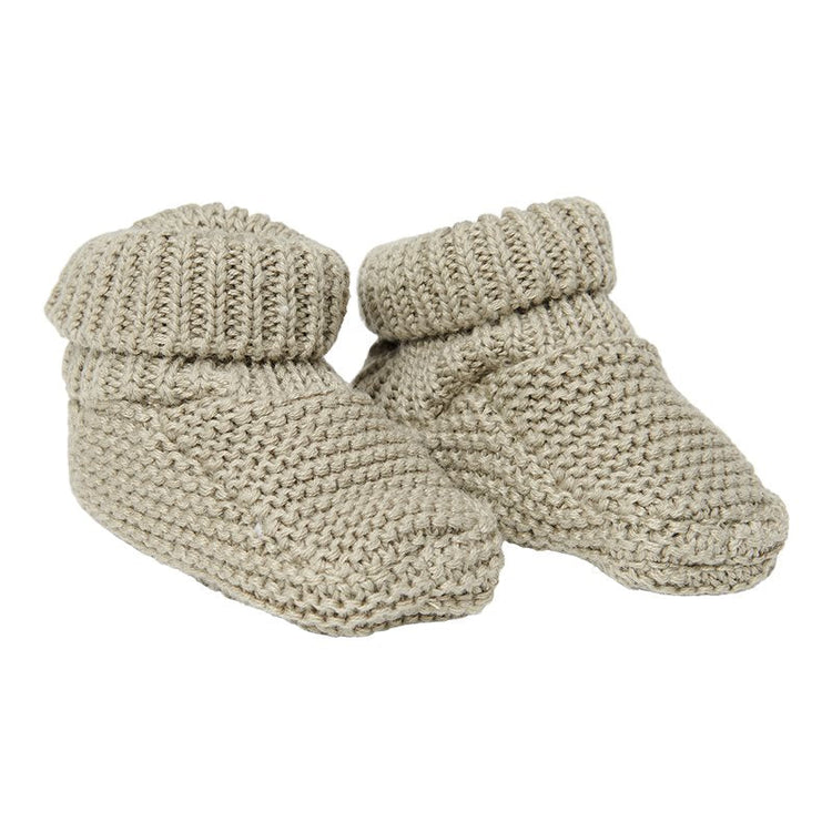 LITTLE DUTCH. Knitted baby booties Olive - size 2