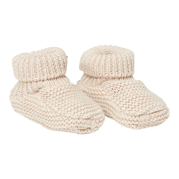 LITTLE DUTCH. Knitted baby booties Sand - size 2