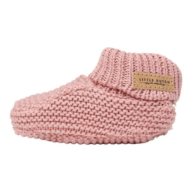 LITTLE DUTCH. Knitted baby booties Vintage Pink- size 2