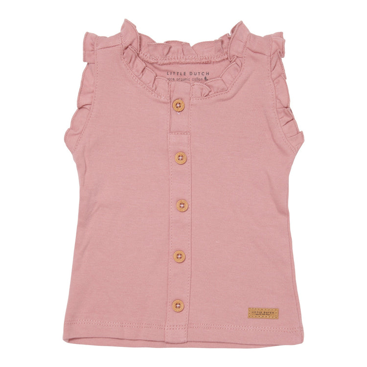 LITTLE DUTCH. Μπλουζάκι αμάνικο με κουμπάκια Vintage Pink