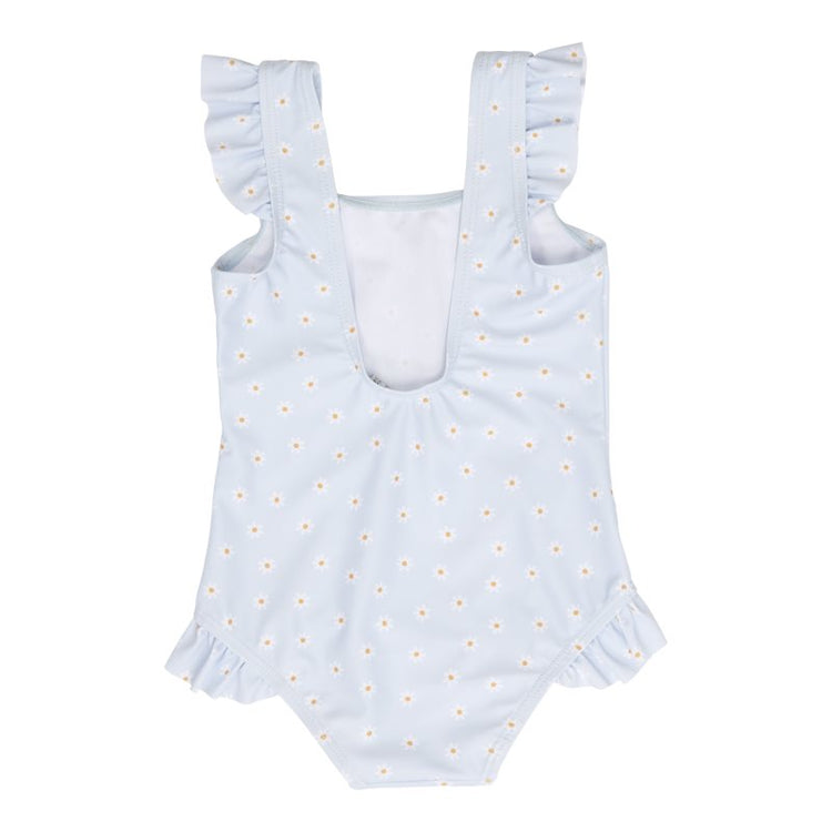 LITTLE DUTCH. Bathsuit ruffles Daisies Blue - 62/68