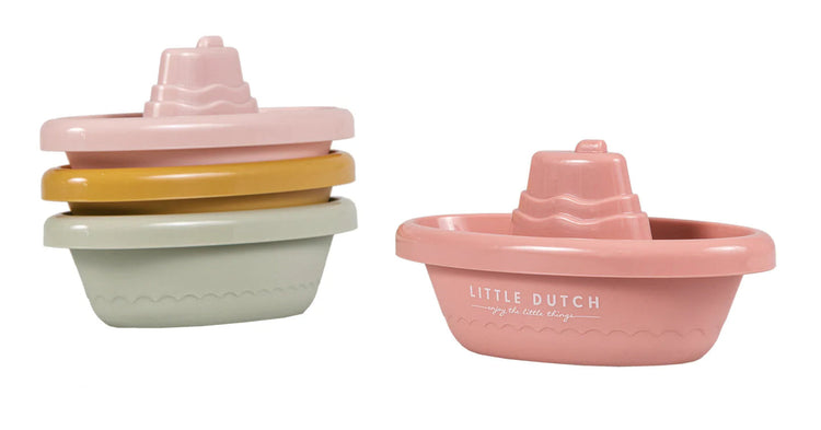 LITTLE DUTCH. Stackable Bath Boats Pink