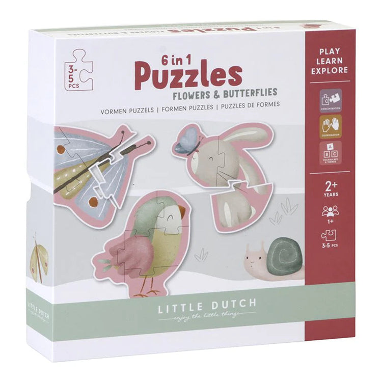 LITTLE DUTCH. 6 in 1 Puzzles Flowers & Butterflies FSC