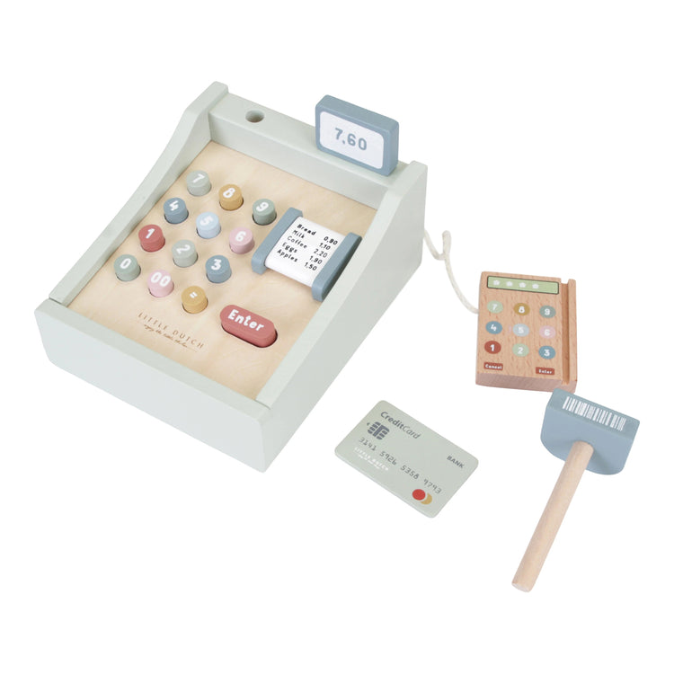 LITTLE DUTCH. Wooden Toy Cash Register with Scanner FSC