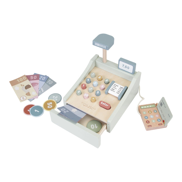 LITTLE DUTCH. Wooden Toy Cash Register with Scanner FSC