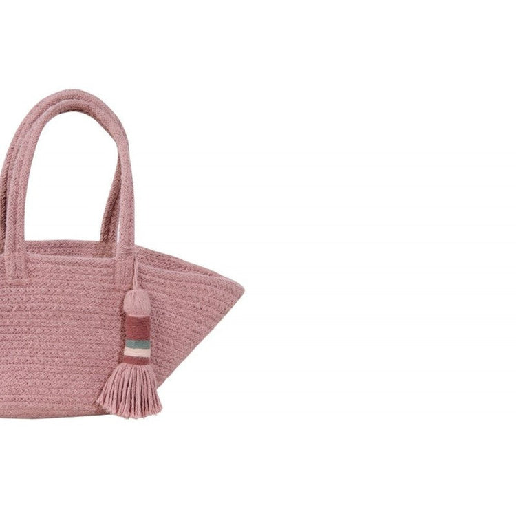 Lorena Canals.  Cotton Basket Cistell Ash Rose mini 15Χ33Χ10