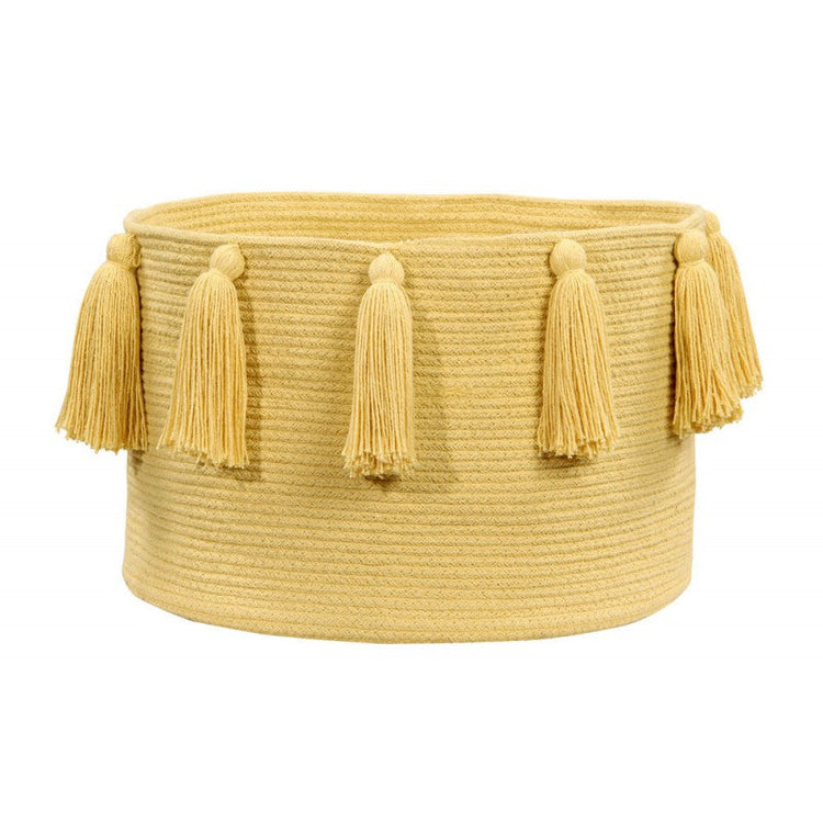 Lorena Canals. Basket Tassels yellow 30Χ45Χ45