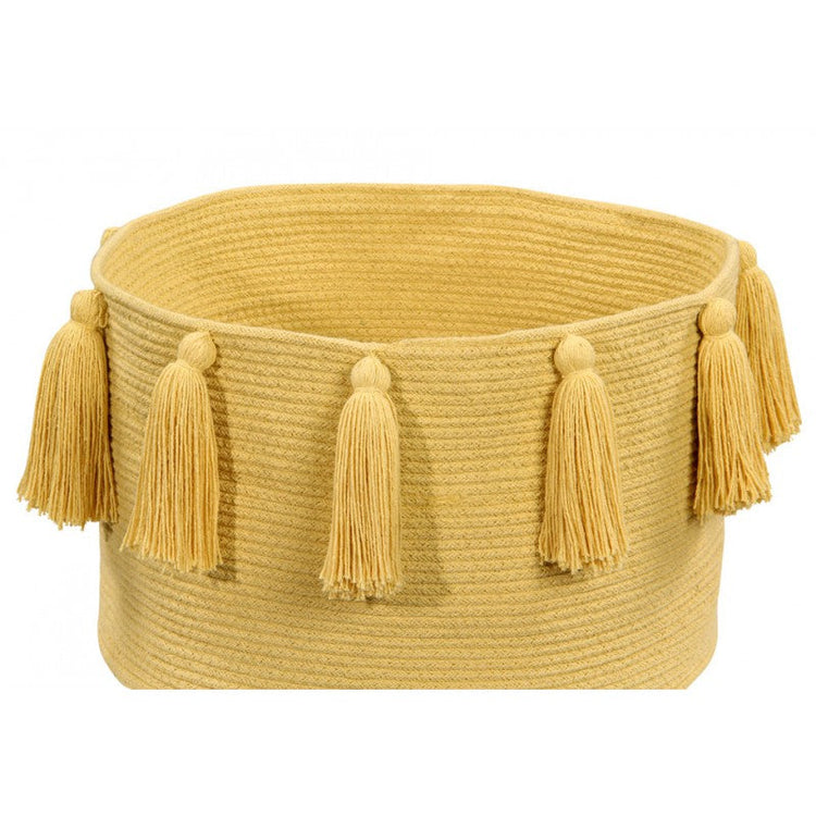 Lorena Canals. Basket Tassels yellow 30Χ45Χ45