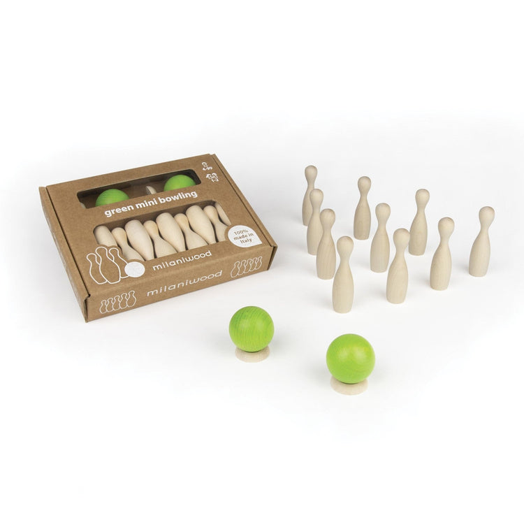 MILANIWOOD. Ξύλινο επιτραπέζιο παιχνίδι «Μίνι πράσινο μπόουλινγκ»