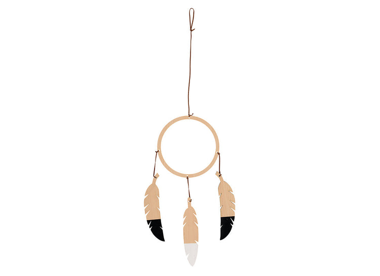 PURE. Wooden Indian style feather Garland Black & White