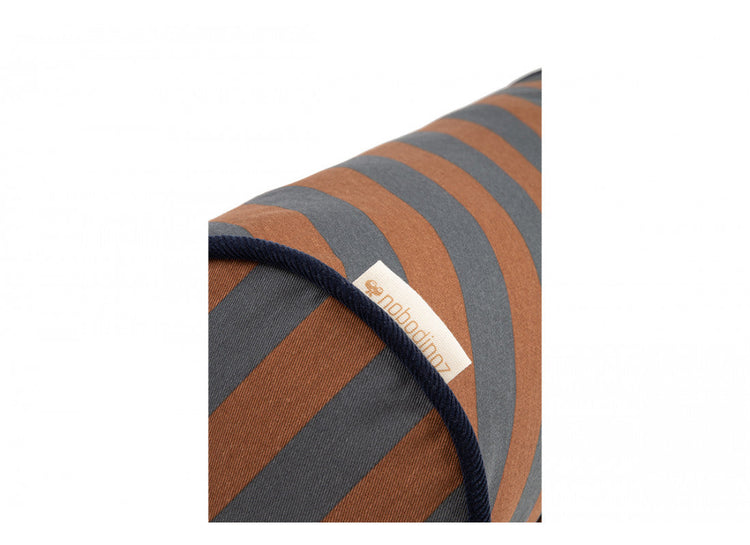 MAJESTIC. Cylindric cushion - Blue Brown Stripes