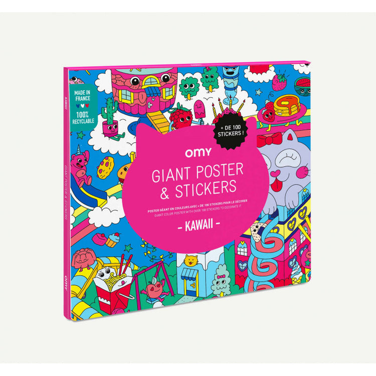 OMY. Giant Coloring Poster Kawai + Stickers