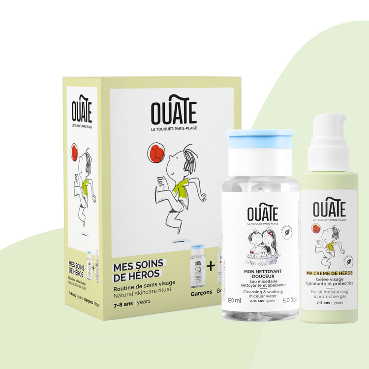 OUATE. MY HERO'S SKINCARE. Face care routine for 7-8 year old boys