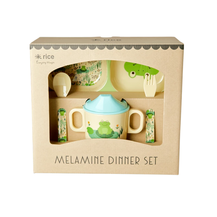 RICE. Melamine Baby Dinner Set - Froggs print