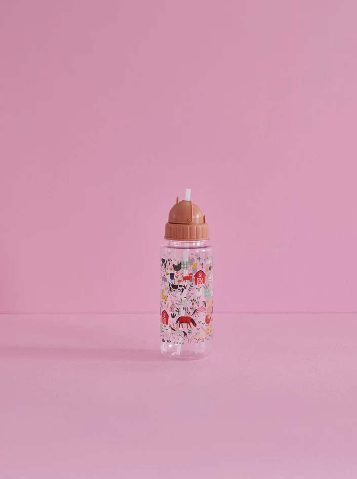 RICE. Plastic Kids Drinking Bottle - Farm Print 500ml
