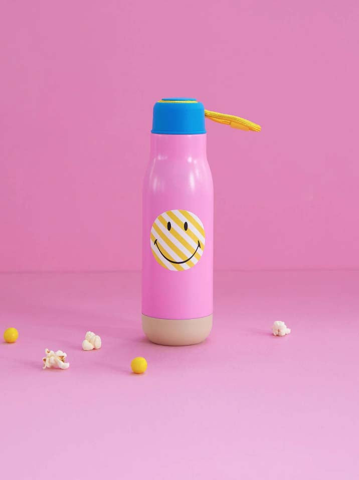 RICE. Stainless steel thermo bottle - Smiley Print (pink)