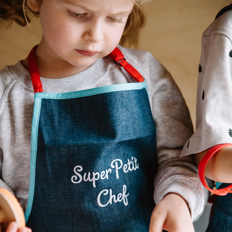 SUPER PETIT. Denim cooking apron