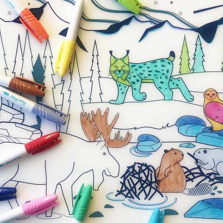 SUPER PETIT. Colouring placemat Boreal Forest