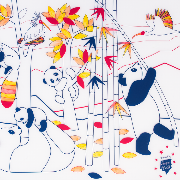 SUPER PETIT. Colouring Placemat Panda Wildlife