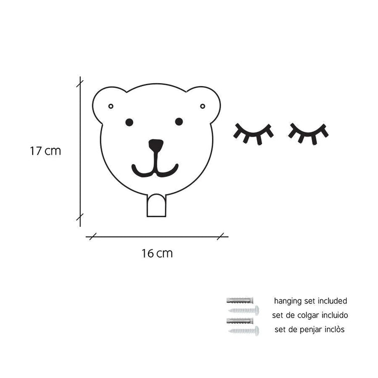 TRESXICS. Κρεμαστάρι τοίχου & μαγνητικά σχήματα Αρκούδα (λευκό-μαύρο)